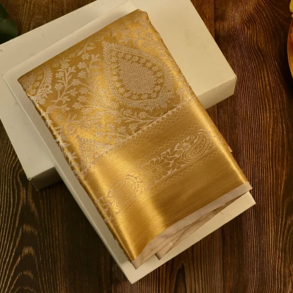 Premium Tissue Silk Saree – Gold - sandstone