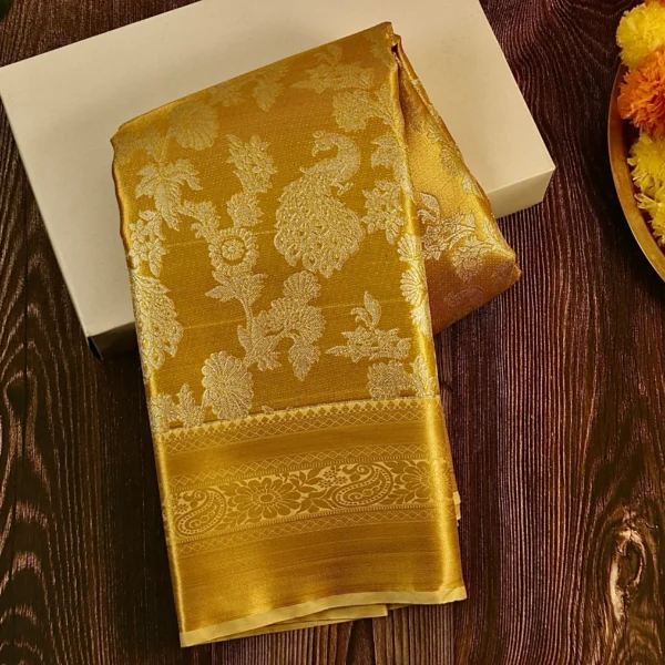 Premium Tissue Silk Saree – Gold - Gold