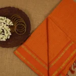 Mangalyam checked cotton - orange