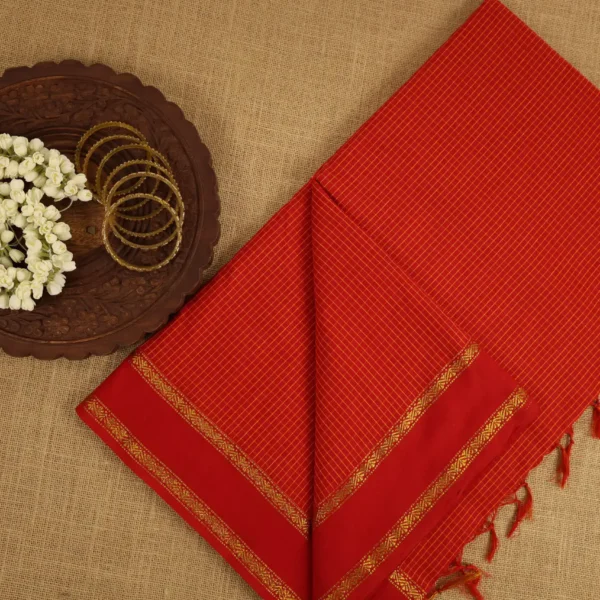 Mangalyam checked cotton - red