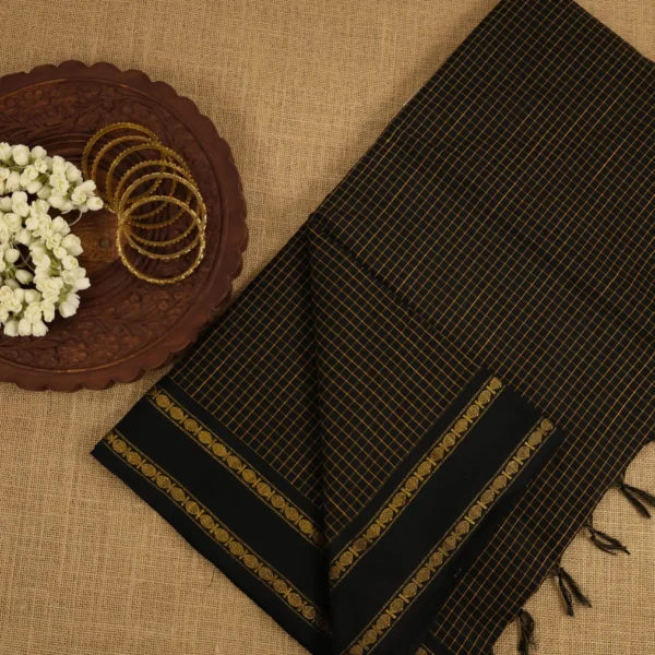 Mangalyam checked cotton - black