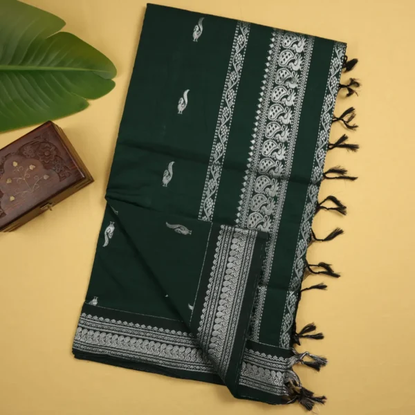 silver kalyani cotton - dark green