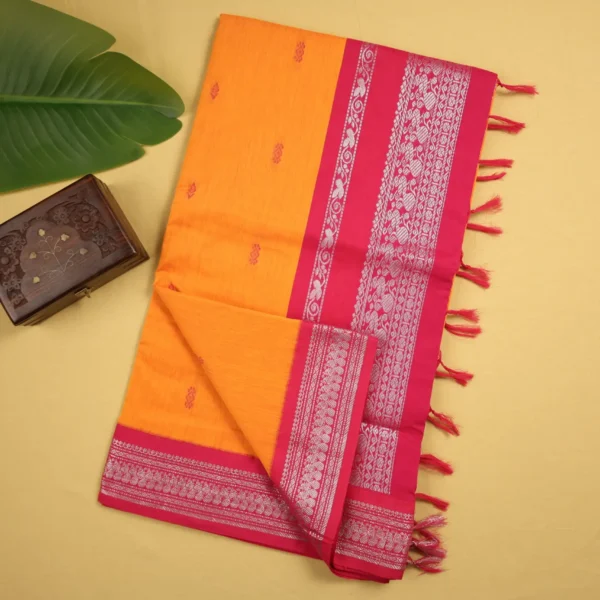 silver kalyani cotton - mango yellow