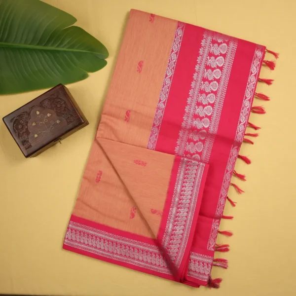 silver kalyani cotton - peach beige