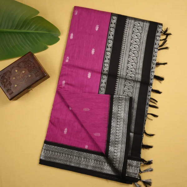 silver kalyani cotton - magenta pink
