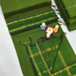 Mangalyam checked cotton - olive green