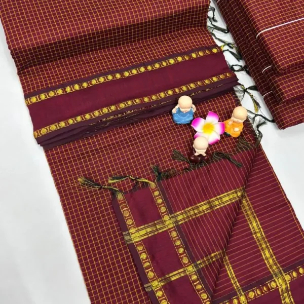 Mangalyam checked cotton - maroon