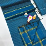 Mangalyam checked cotton - ink blue