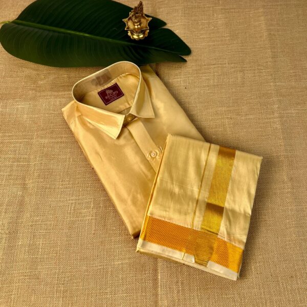Golden Zari shirt & dhoti - Beach gold
