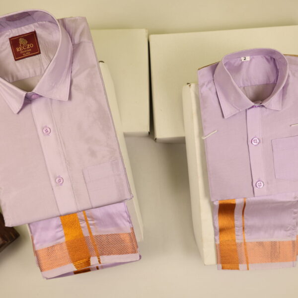 Dad & Son Matching Copper zari combo - Lavender