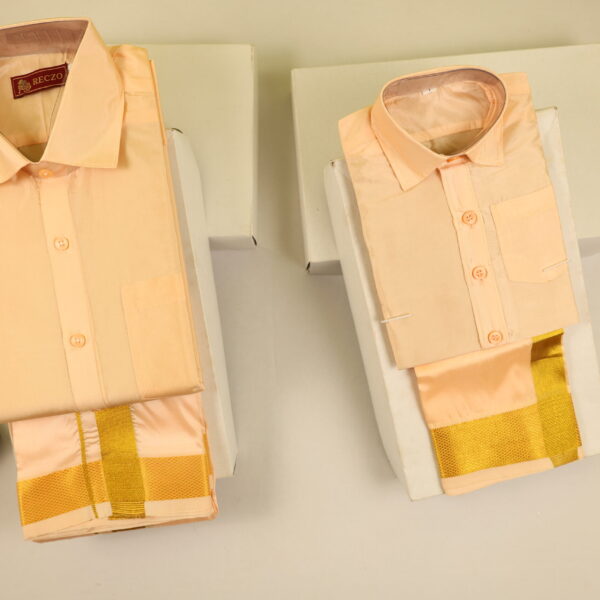 Dad & Son Matching Gold zari combo - Coral