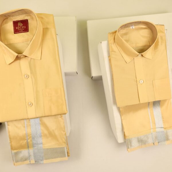 Dad & Son Matching Silver zari  combo - Beach