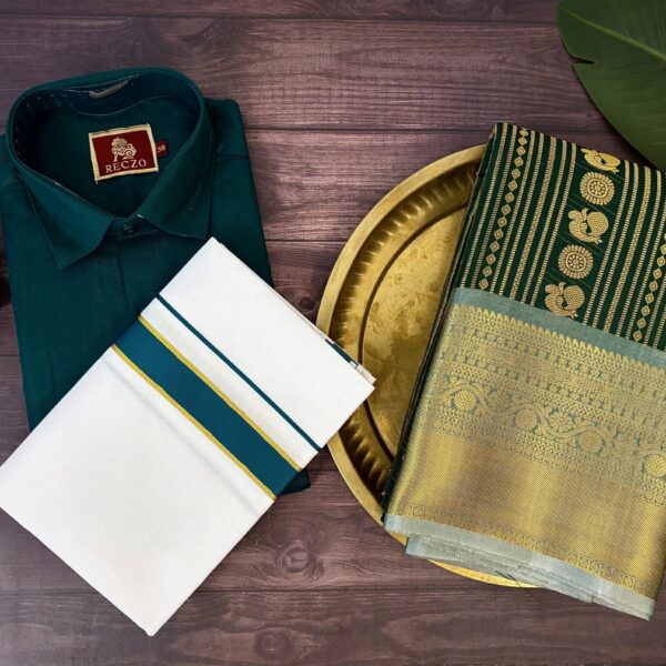 Traditional couple outfits T504 - peacock green