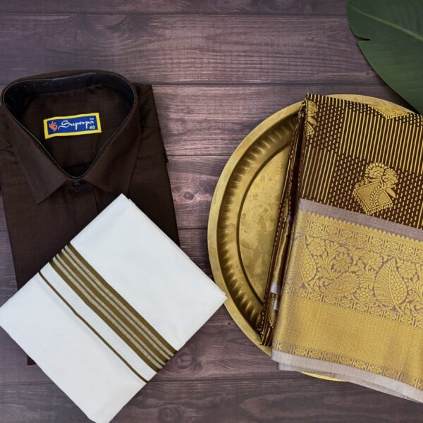 Traditional couple outfits T504 - coffee brown