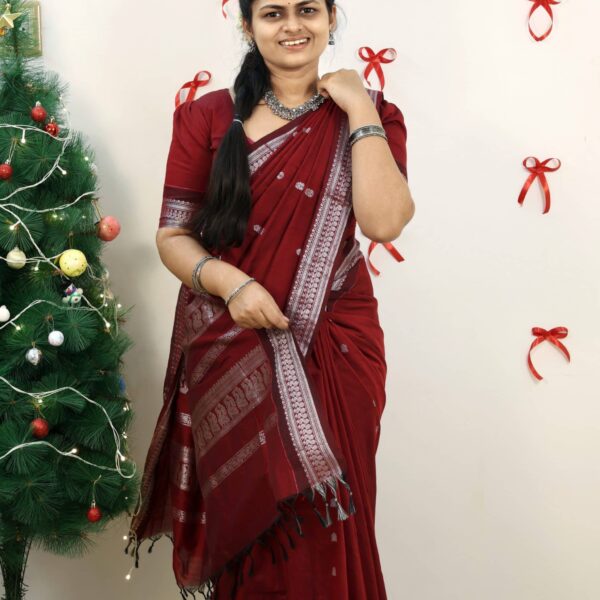 silver kalyani cotton - maroon