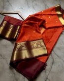 Rust Orange Fancy Banarasi silk