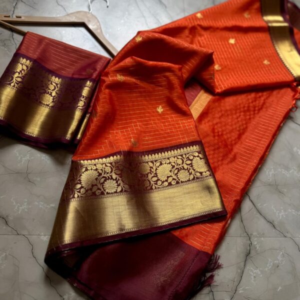 Rust Orange Fancy Banarasi silk