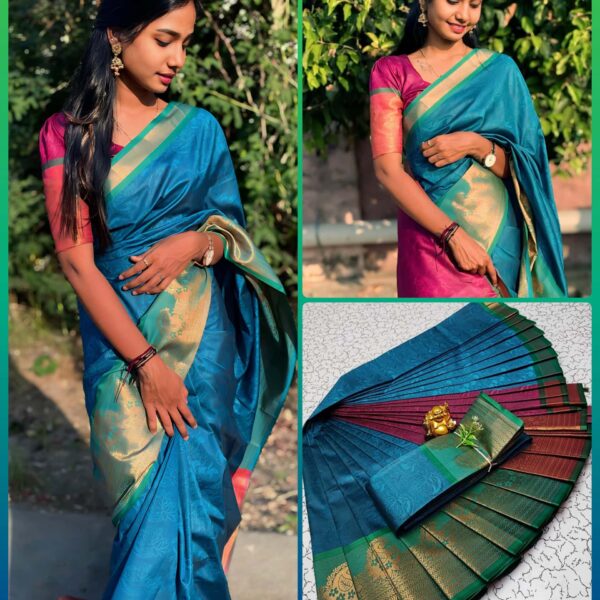Poondhamil silk sarees - Teal
