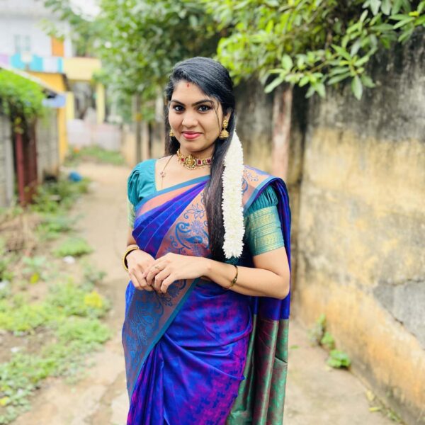 Poondhamil silk sarees - Dual tone blue
