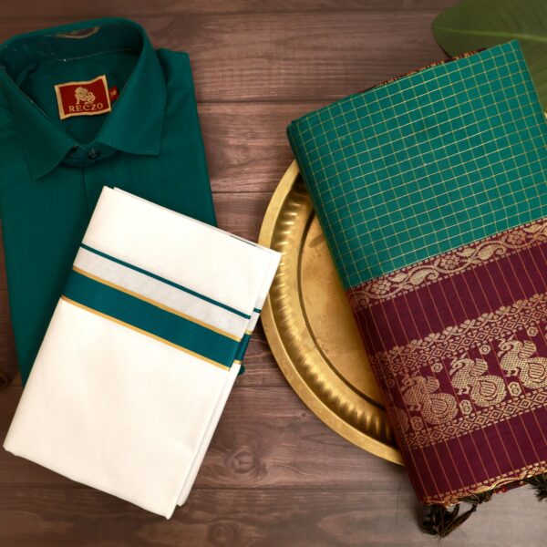 Traditional couple combo T505 - peacock green