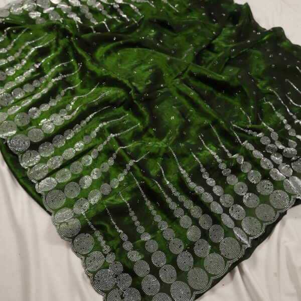 Fendy satin saree F405 - leaf green