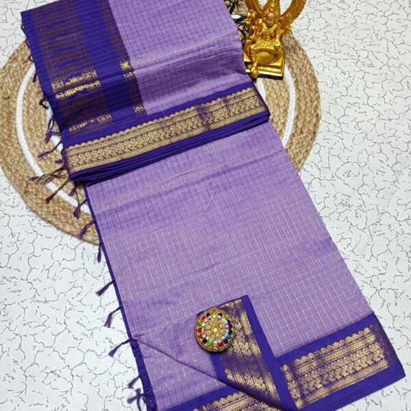 Checked Kalyani cotton - lavender