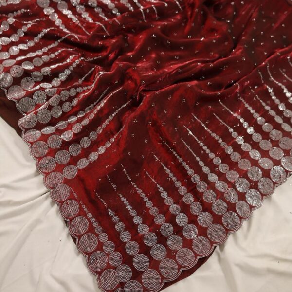 Fendy satin saree F405 - maroon