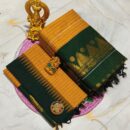 Checked Kalyani cotton - Mustard with green