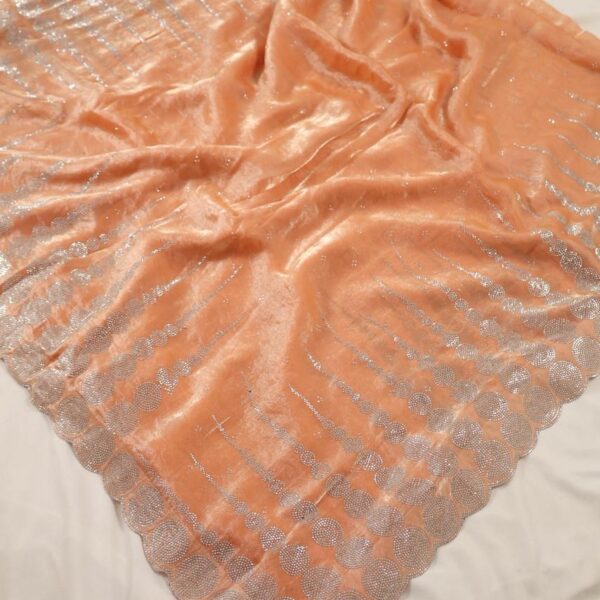 Fendy satin saree F405 - Pastel Peach