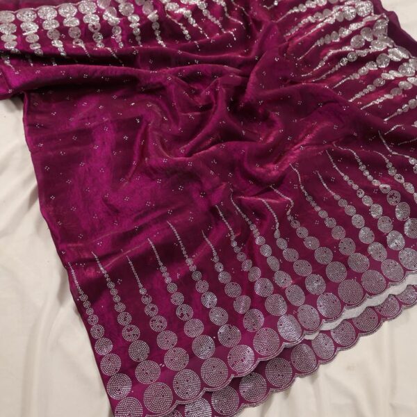 Fendy satin saree F405 - magenta pink